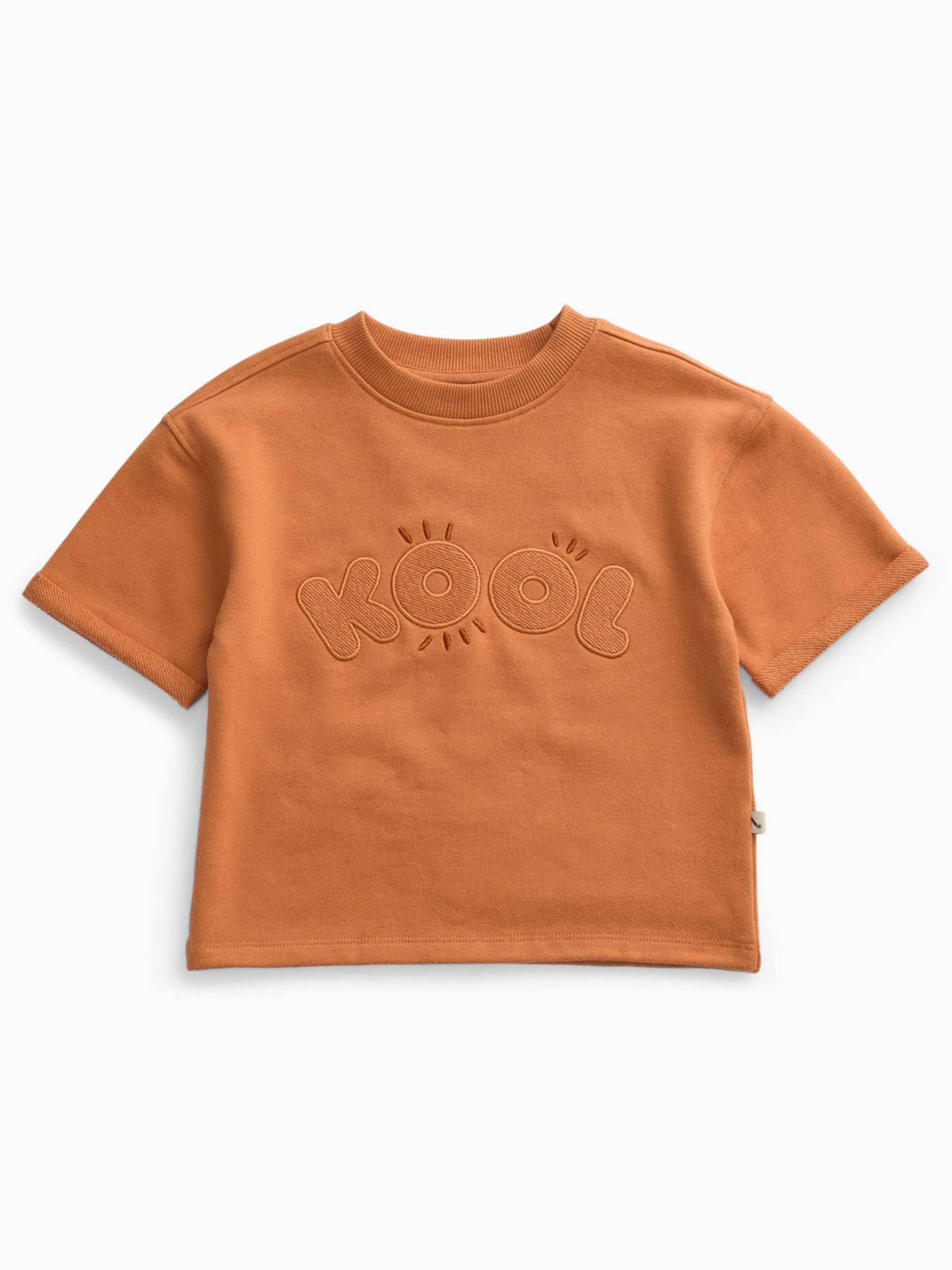KIDLY by MORI Brown Kool Oversized Loopback Soft Cotton T-Shirt image 5