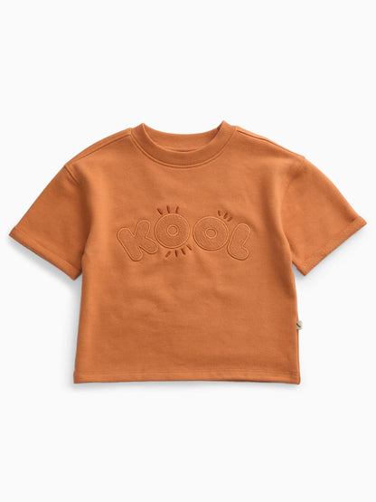KIDLY by MORI Brown Kool Oversized Loopback Soft Cotton T-Shirt image 5