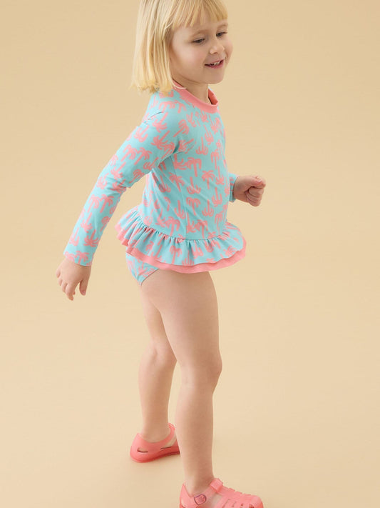 Dsiney Kidz - KIDLY by MORI Blue Frilled Long Sleeve Sunsafe Swimsuit image 2