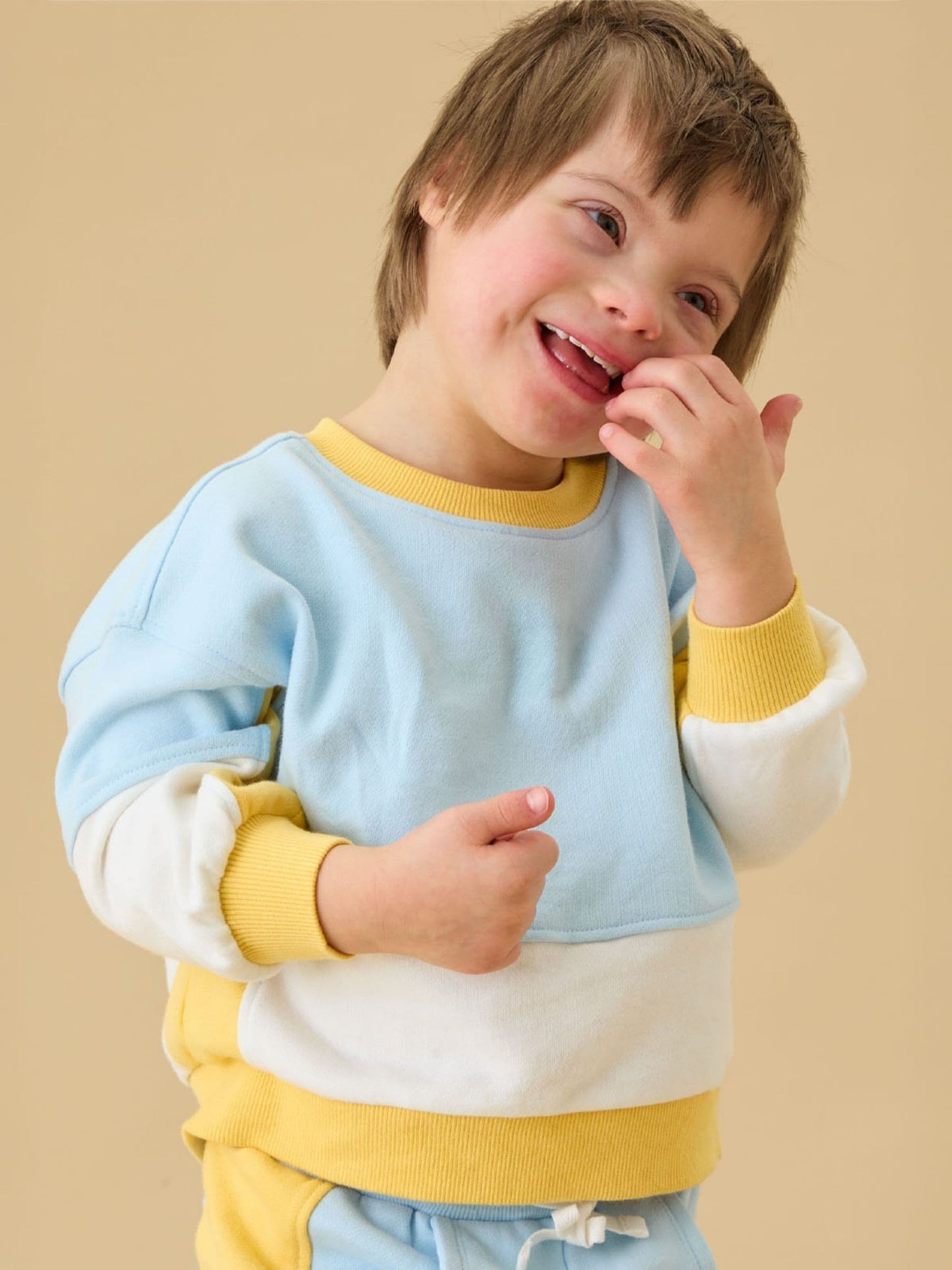 Dsiney Kidz - KIDLY by MORI Yellow Colourblock Soft Cotton Oversized Sweatshirt image 1