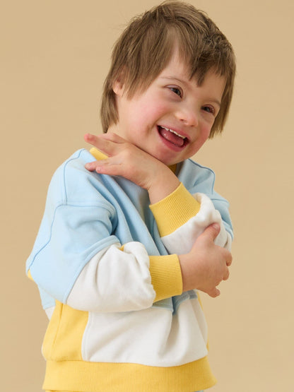 Dsiney Kidz - KIDLY by MORI Yellow Colourblock Soft Cotton Oversized Sweatshirt image 2