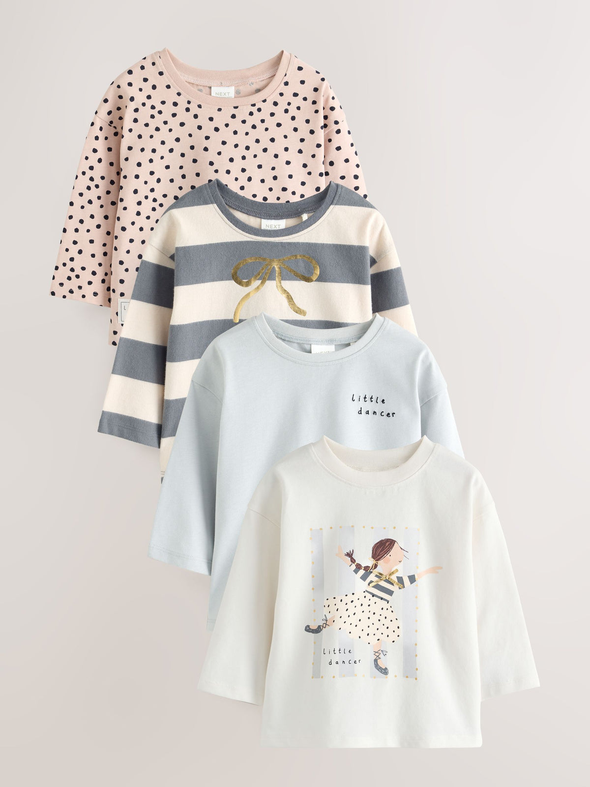 Stripe/Ballet Long Sleeve T-Shirts 4 Pack (3mths-7yrs) - image 1