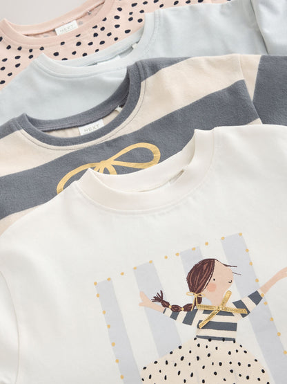 Stripe/Ballet Long Sleeve T-Shirts 4 Pack (3mths-7yrs) - image 7