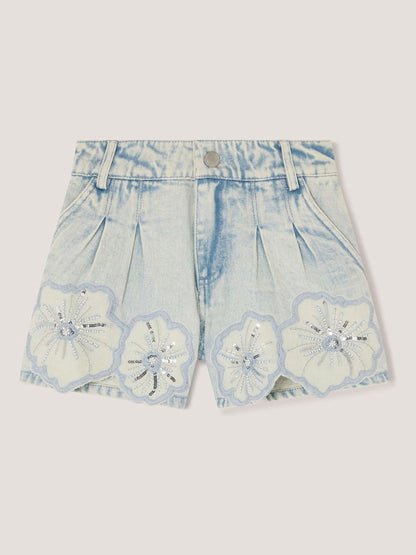 Monsoon Blue Sequin Flower Denim Shorts image 1