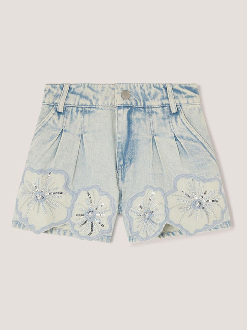 Monsoon Blue Sequin Flower Denim Shorts image 1