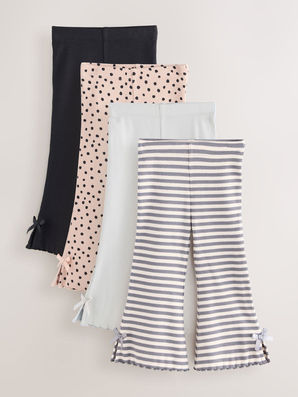Neutral/Stripe/Spot Rib Flare Leggings 4 Pack (3mths-7yrs) - image 1