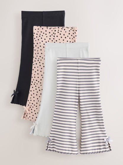 Neutral/Stripe/Spot Rib Flare Leggings 4 Pack (3mths-7yrs) - image 1