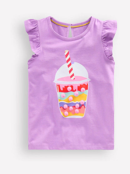 Boden Purple Short Sleeve Frill Logo Top image 1