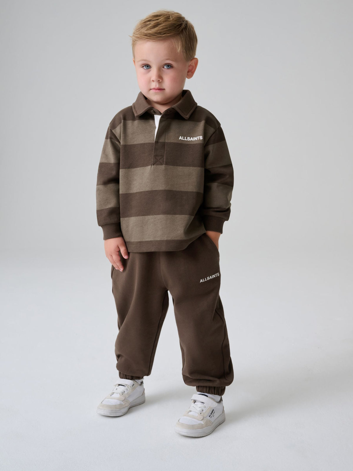 smALLSAINTS Brown Striped Rugby Top And Joggers Set - image 1