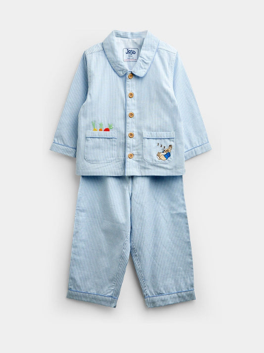 Dsiney Kidz - JoJo Maman Bébé Blue Peter Rabbit Gingham Woven Pyjamas image 1