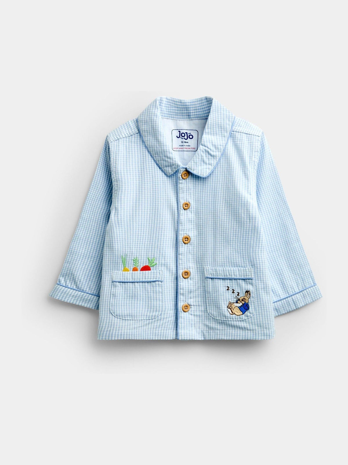 Dsiney Kidz - JoJo Maman Bébé Blue Peter Rabbit Gingham Woven Pyjamas image 2