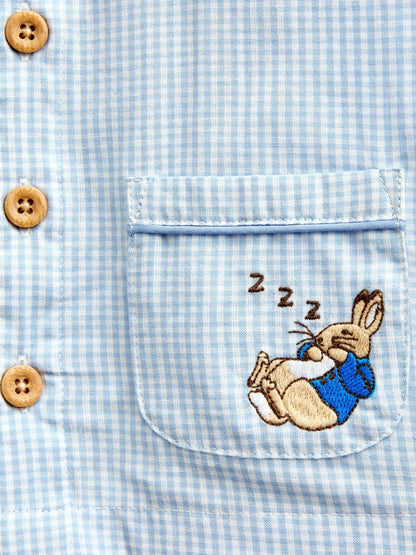 Dsiney Kidz - JoJo Maman Bébé Blue Peter Rabbit Gingham Woven Pyjamas image 6