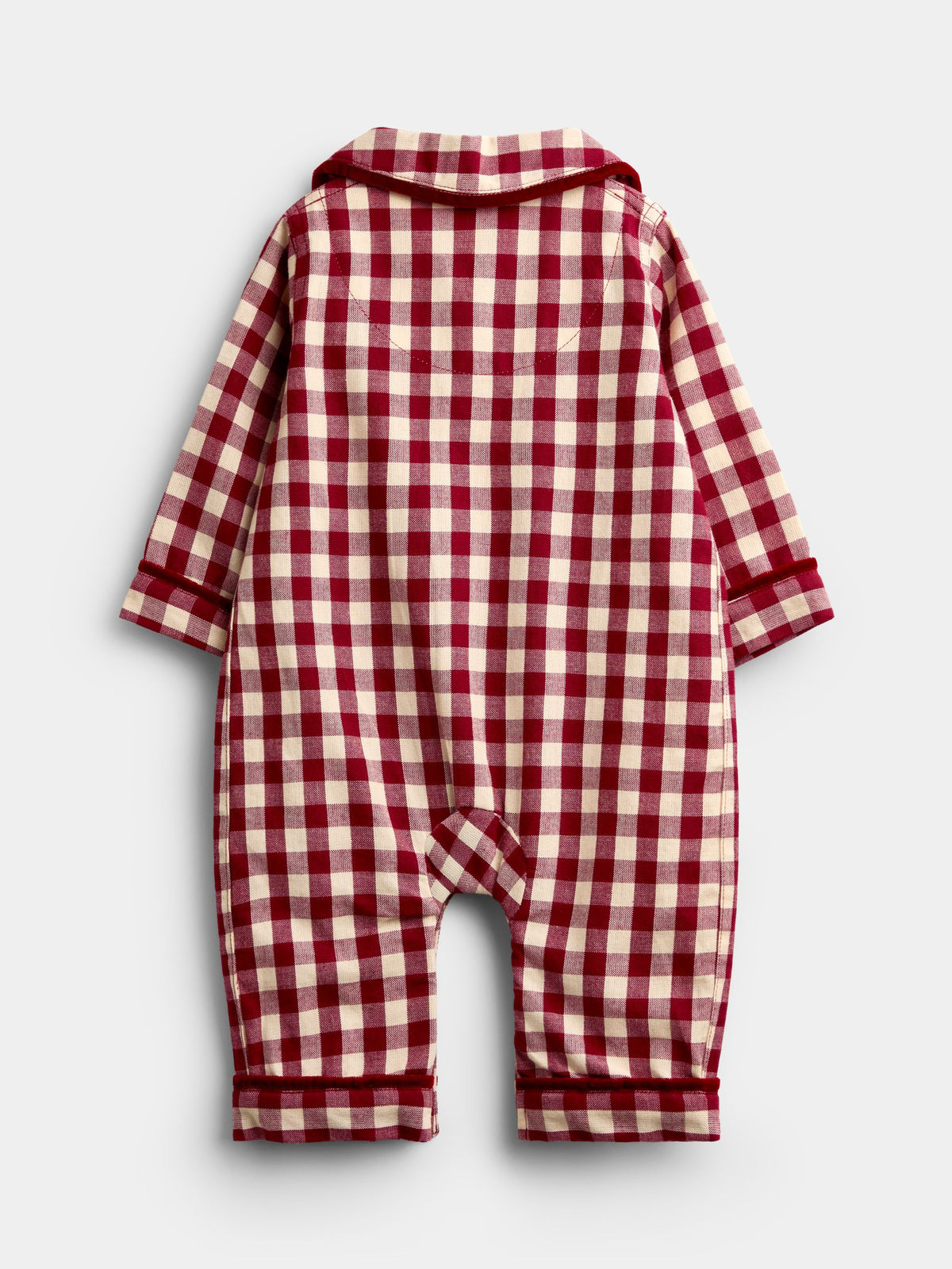 JoJo Maman Bébé Burgundy Gingham Woven All-In-One Pyjamas - image 4