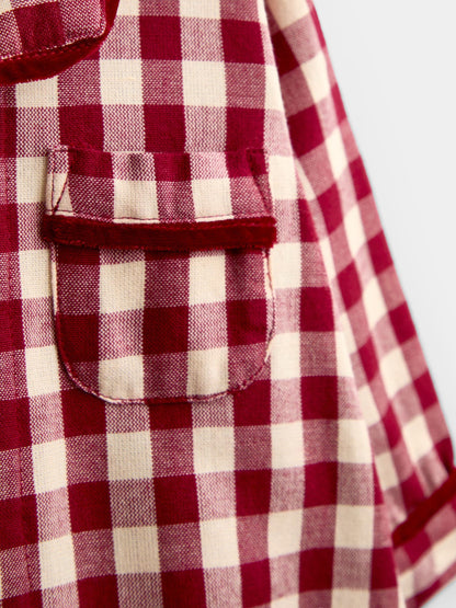 JoJo Maman Bébé Burgundy Gingham Woven All-In-One Pyjamas - image 5