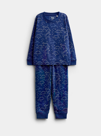 JoJo Maman Bébé Navy Dinosaur Glow In The Dark Jersey Pyjamas - image 1