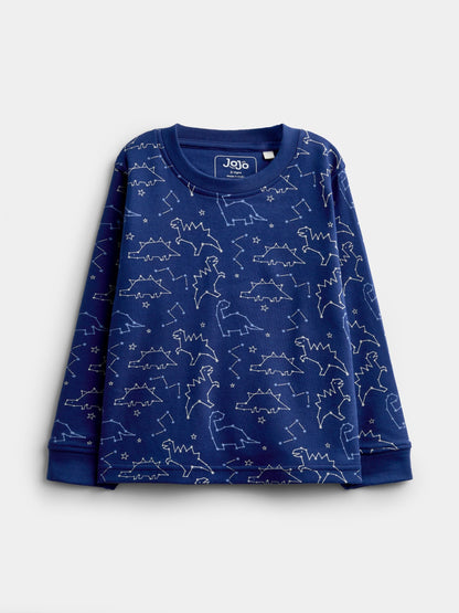 JoJo Maman Bébé Navy Dinosaur Glow In The Dark Jersey Pyjamas - image 2