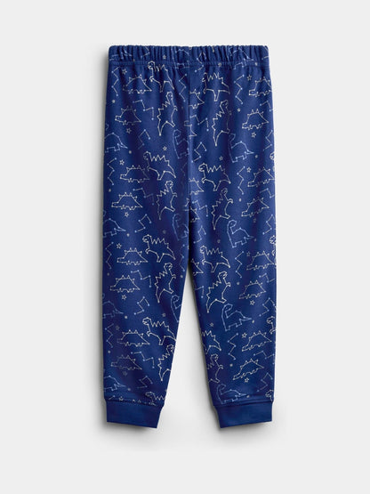 JoJo Maman Bébé Navy Dinosaur Glow In The Dark Jersey Pyjamas - image 5