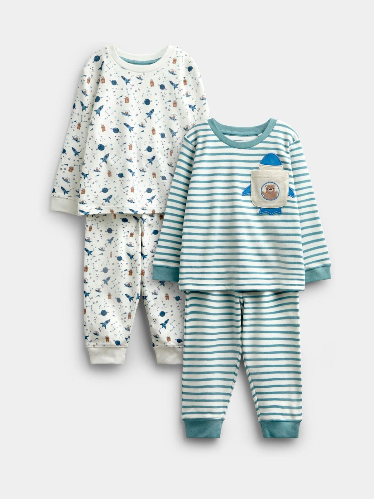 JoJo Maman Bébé Blue Bear 2-Pack Jersey Pyjamas - image 1