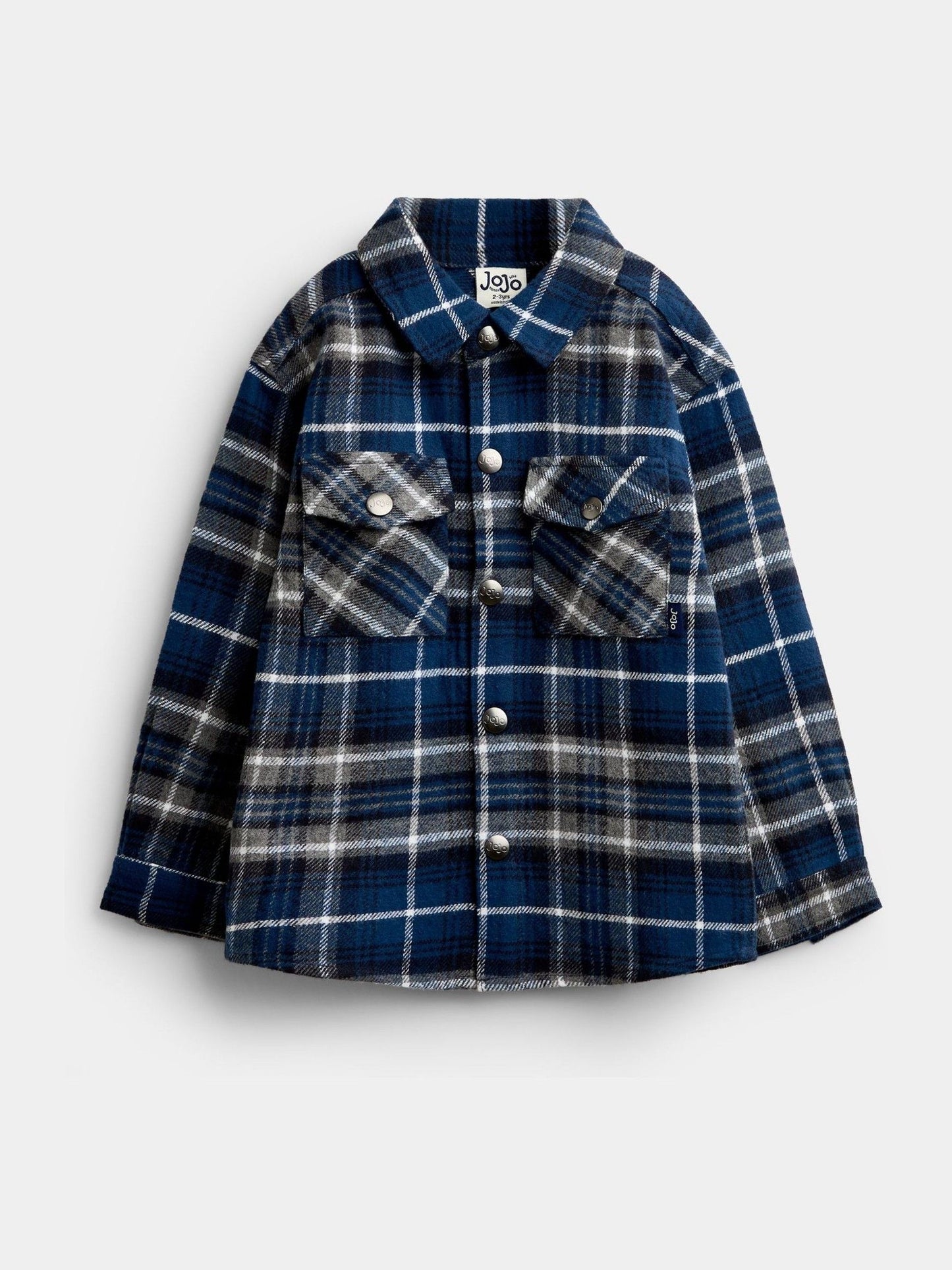 Dsiney Kidz - JoJo Maman Bébé Dark Blue Check 2-Piece Brushed Check Shirt & Top Set image 5
