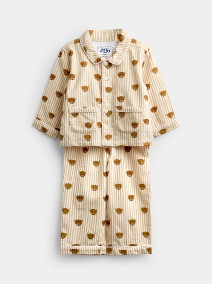 JoJo Maman Bébé Stone Highland Cow Stripe Woven Pyjamas - image 1