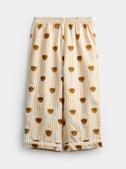 JoJo Maman Bébé Stone Highland Cow Stripe Woven Pyjamas - image 4
