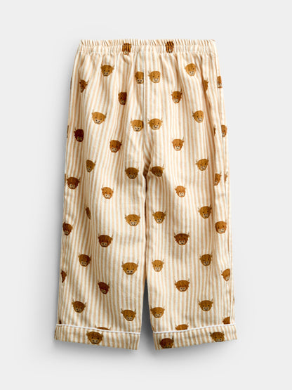 JoJo Maman Bébé Stone Highland Cow Stripe Woven Pyjamas - image 5