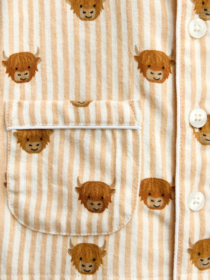 JoJo Maman Bébé Stone Highland Cow Stripe Woven Pyjamas - image 6