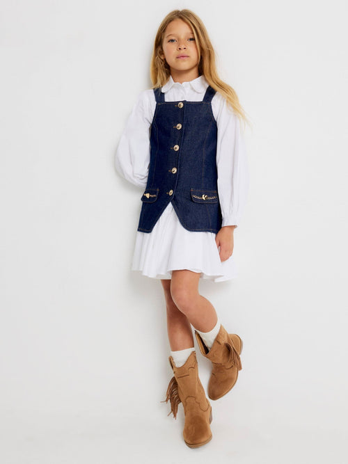 River Island Blue Denim Waistcoat Shirt Dress image 1