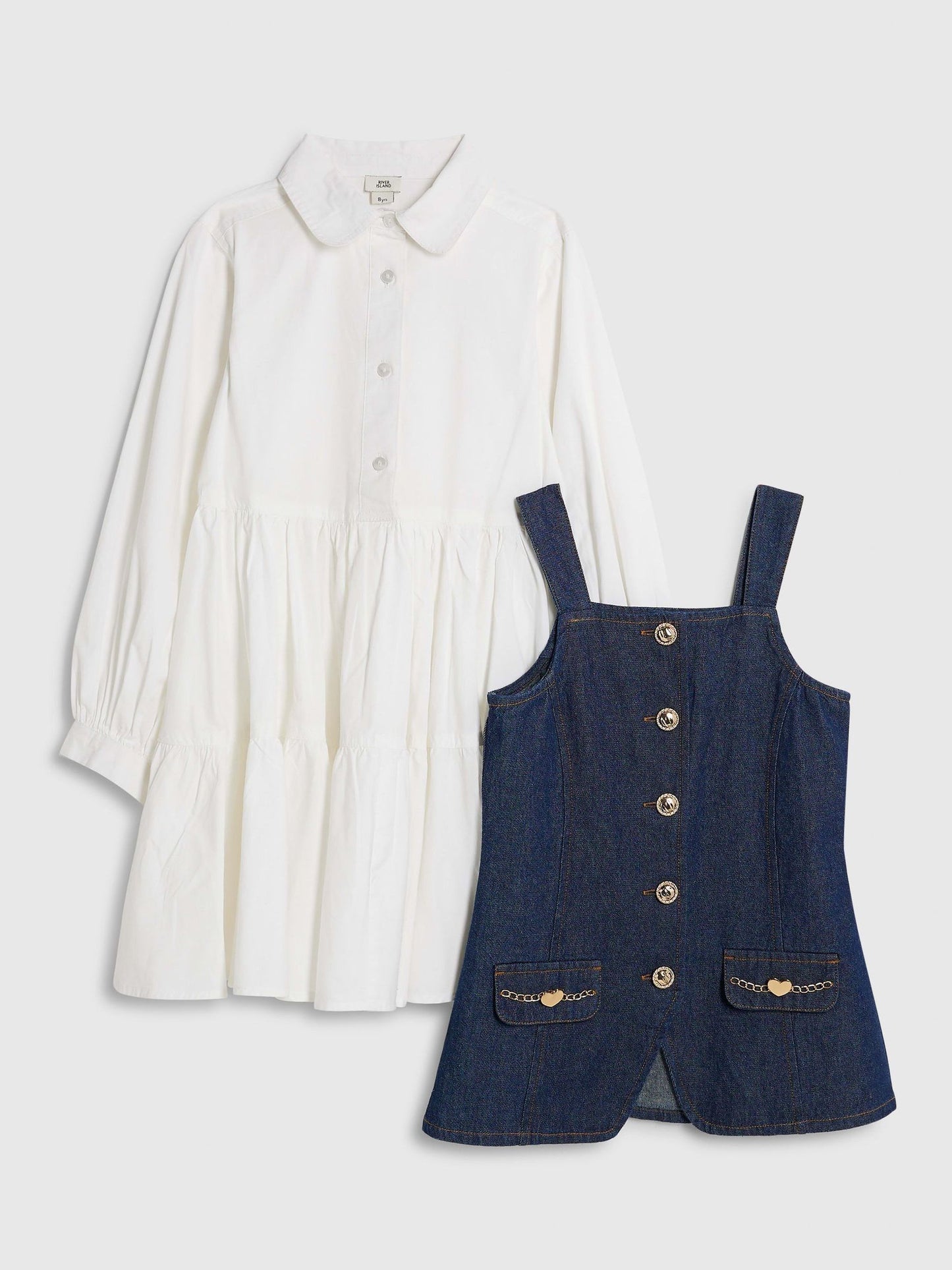 River Island Blue Denim Waistcoat Shirt Dress image 4