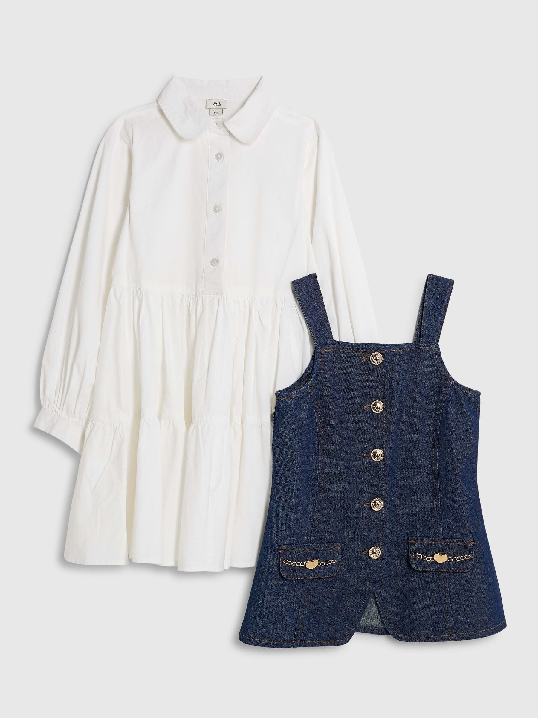 River Island Blue Denim Waistcoat Shirt Dress image 4