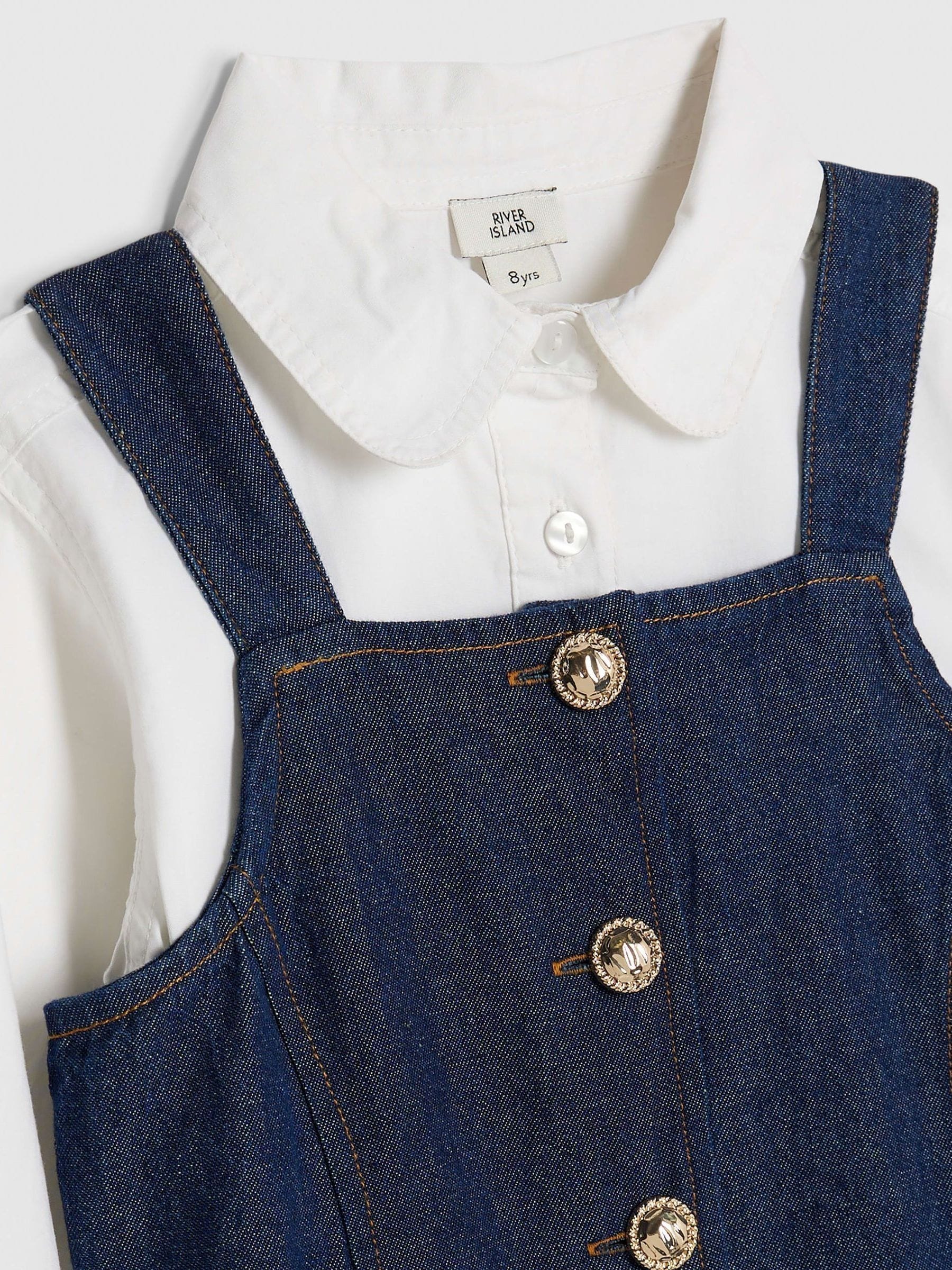 River Island Blue Denim Waistcoat Shirt Dress image 6