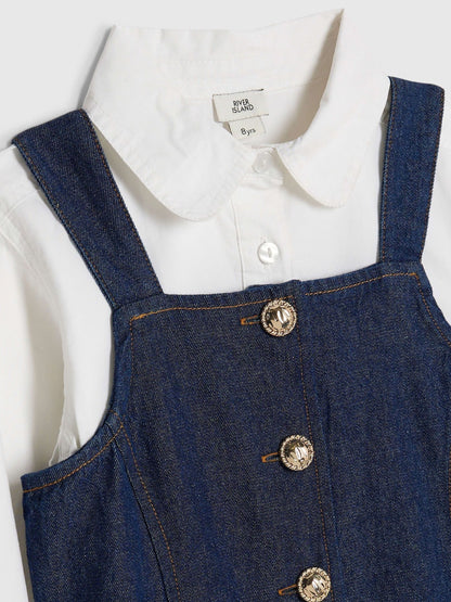 River Island Blue Denim Waistcoat Shirt Dress image 6
