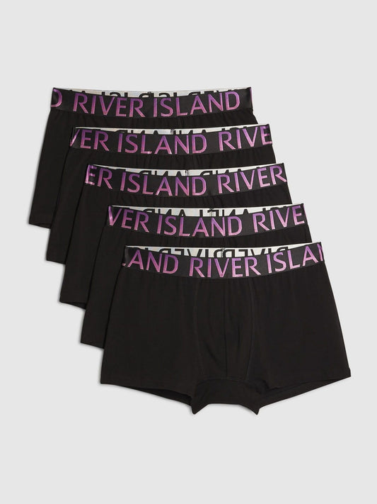 Disney Kidz - River Island Black Ombre Metallic Waistband Trunks 12 Pack image 1