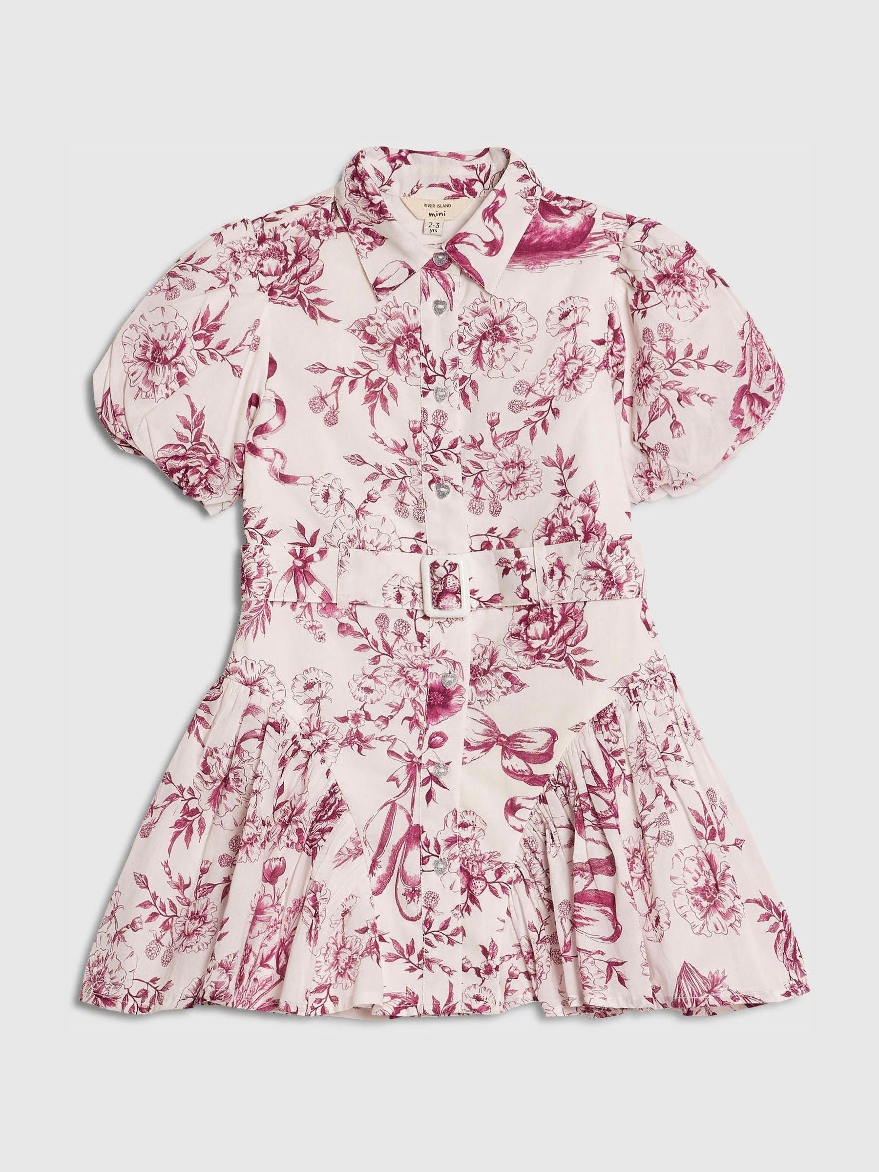 River Island White Floral Print Prom Dress image 1