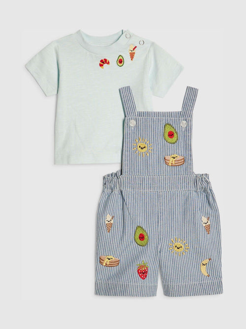 River Island Blue Stripe Abbie Rosie Dungarees & Top Set image 1
