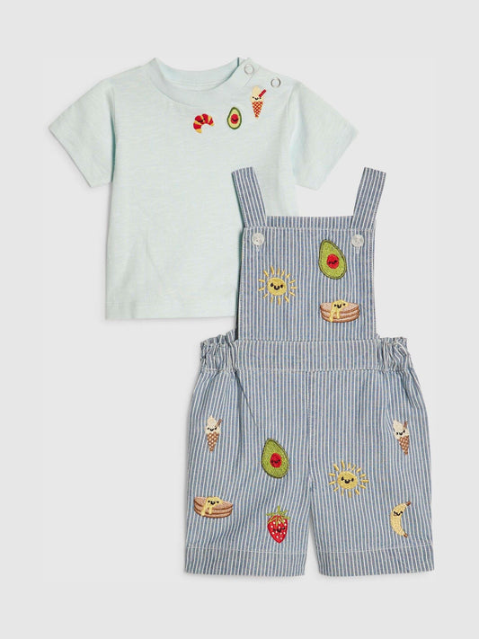 River Island Blue Stripe Abbie Rosie Dungarees & Top Set image 1