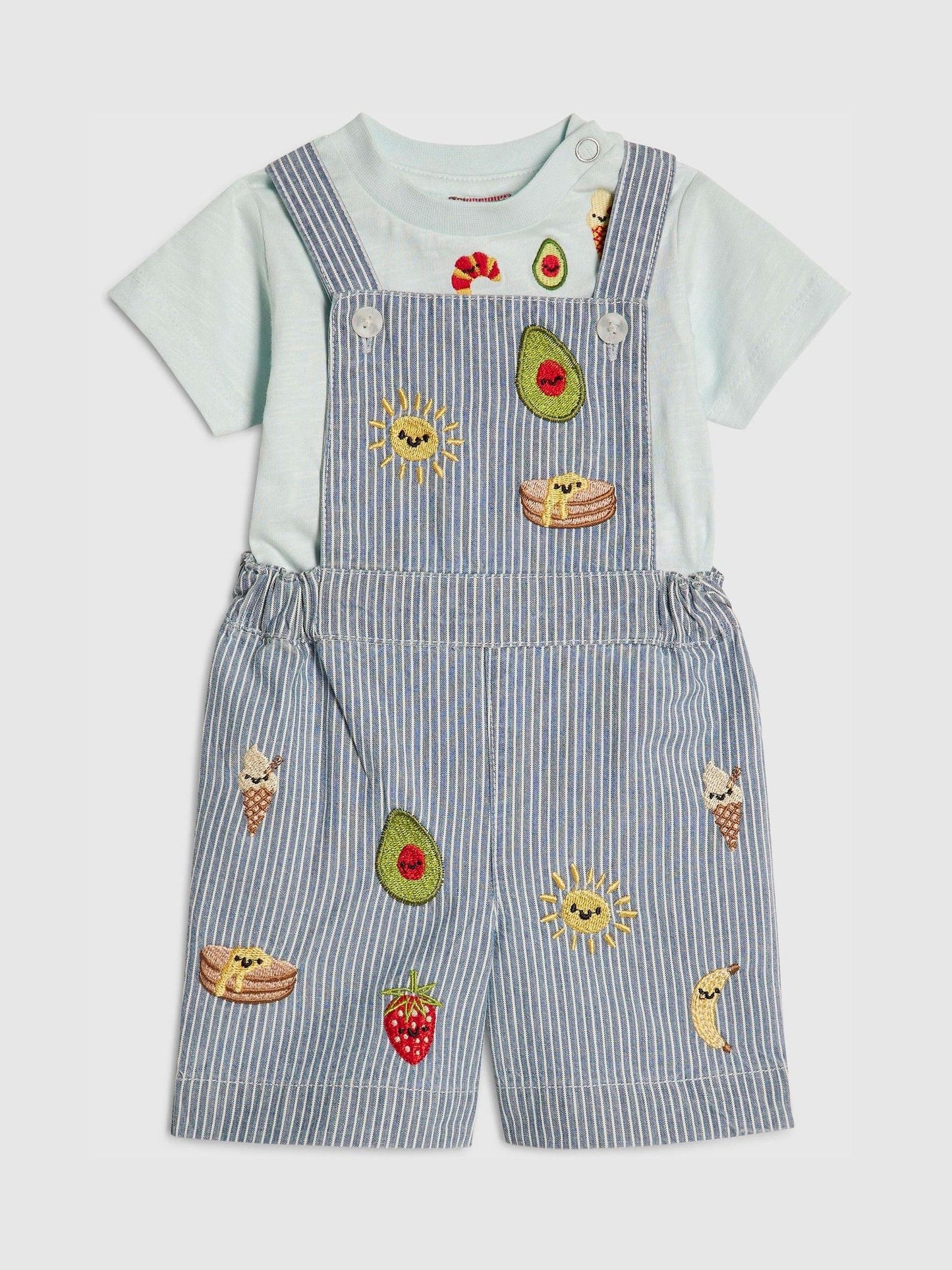 River Island Blue Stripe Abbie Rosie Dungarees & Top Set image 3