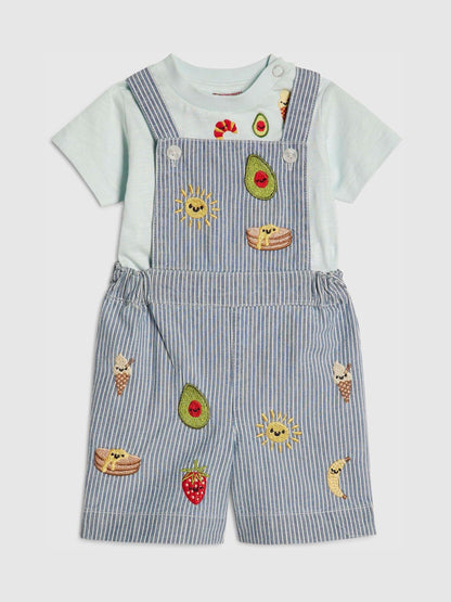 River Island Blue Stripe Abbie Rosie Dungarees & Top Set image 3