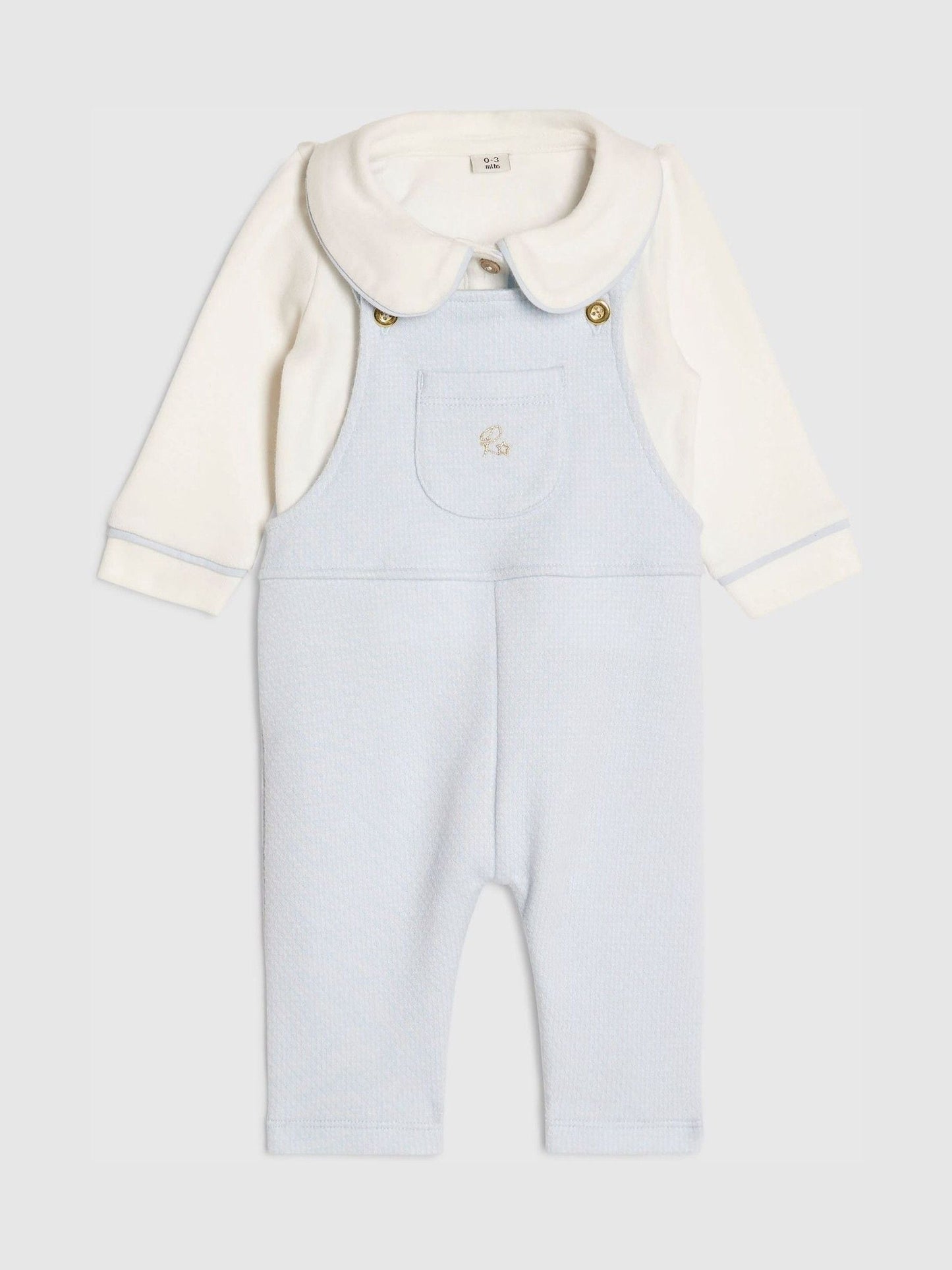 River Island Blue Long Sleeve Polo Shirt & Dungarees Set image 3