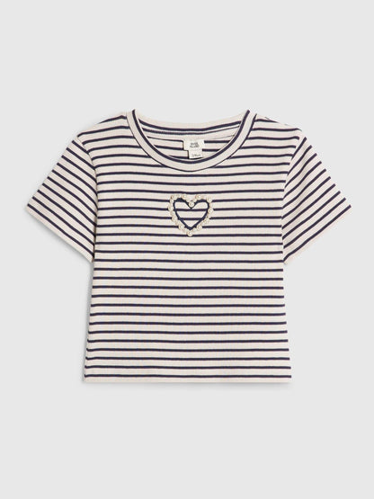 Dsiney Kidz - River Island Blue Stripe Heart Baby T-Shirt image 1