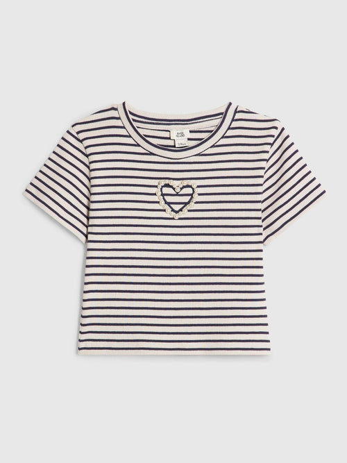Dsiney Kidz - River Island Blue Stripe Heart Baby T-Shirt image 1