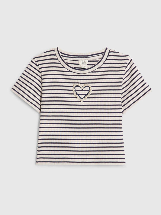 Dsiney Kidz - River Island Blue Stripe Heart Baby T-Shirt image 1