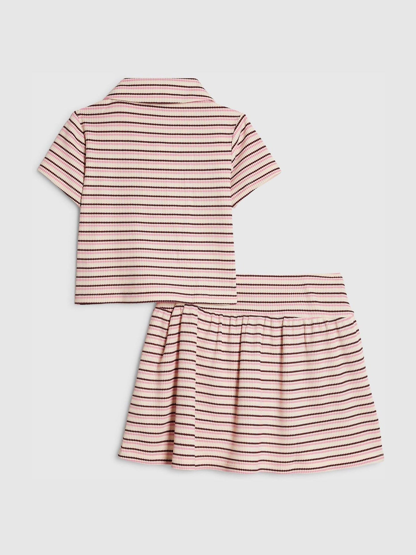 Dsiney Kidz - River Island Pink Stripe Polo Shirt & Skirt Set image 2
