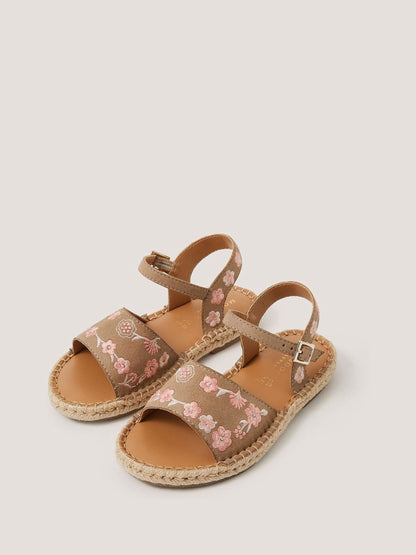 Monsoon Brown Floral Embroidered Espadrille Sandals image 1