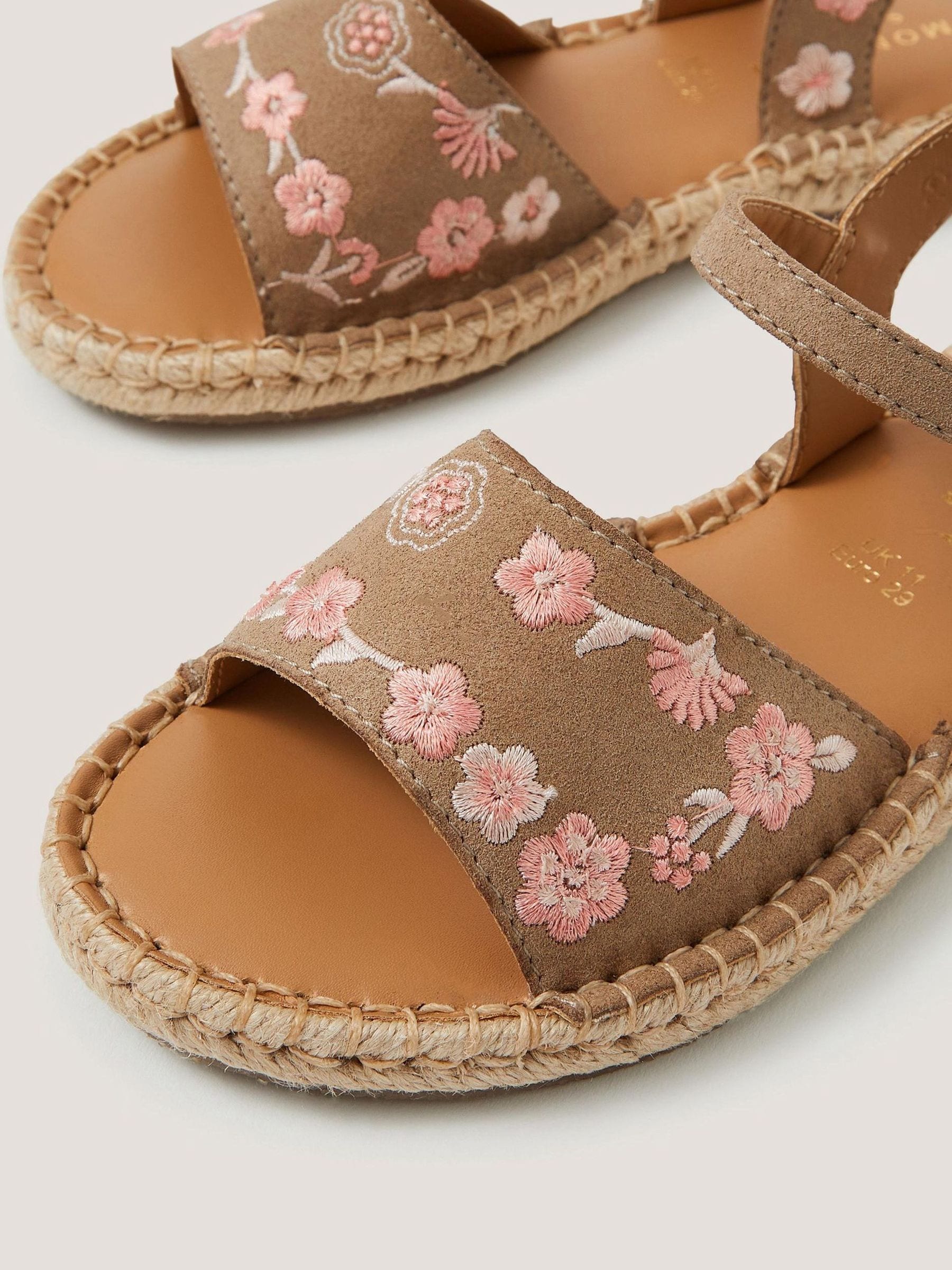 Monsoon Brown Floral Embroidered Espadrille Sandals image 2
