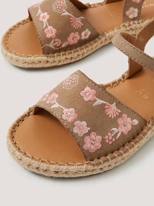 Monsoon Brown Floral Embroidered Espadrille Sandals image 2