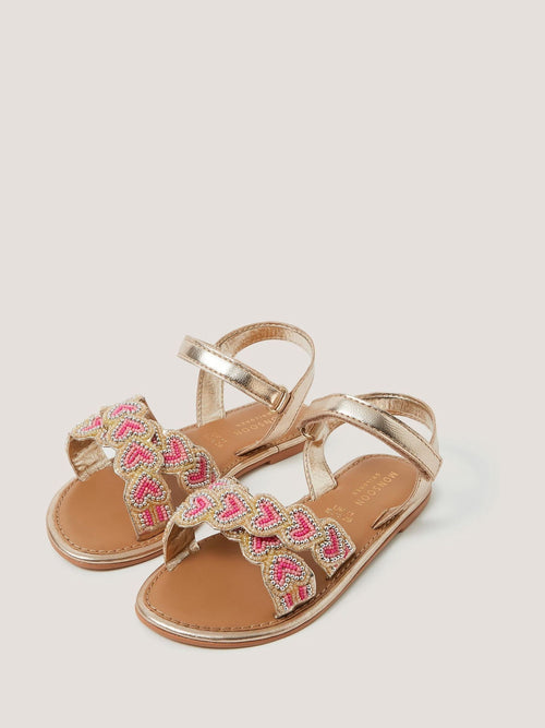 Dsiney Kidz - Monsoon Pink Heart Beaded Sandals image 1