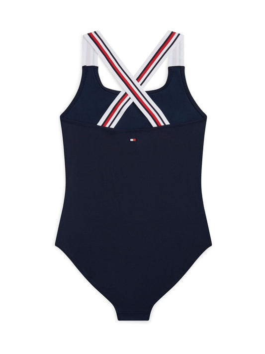 Tommy Hilfiger Blue Global Stripe Square Neck Crossover Swimsuit image 2