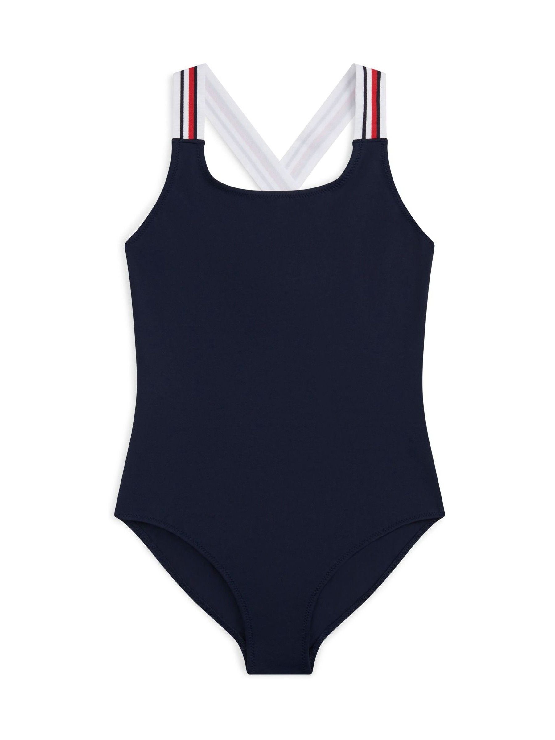 Tommy Hilfiger Blue Global Stripe Square Neck Crossover Swimsuit image 1