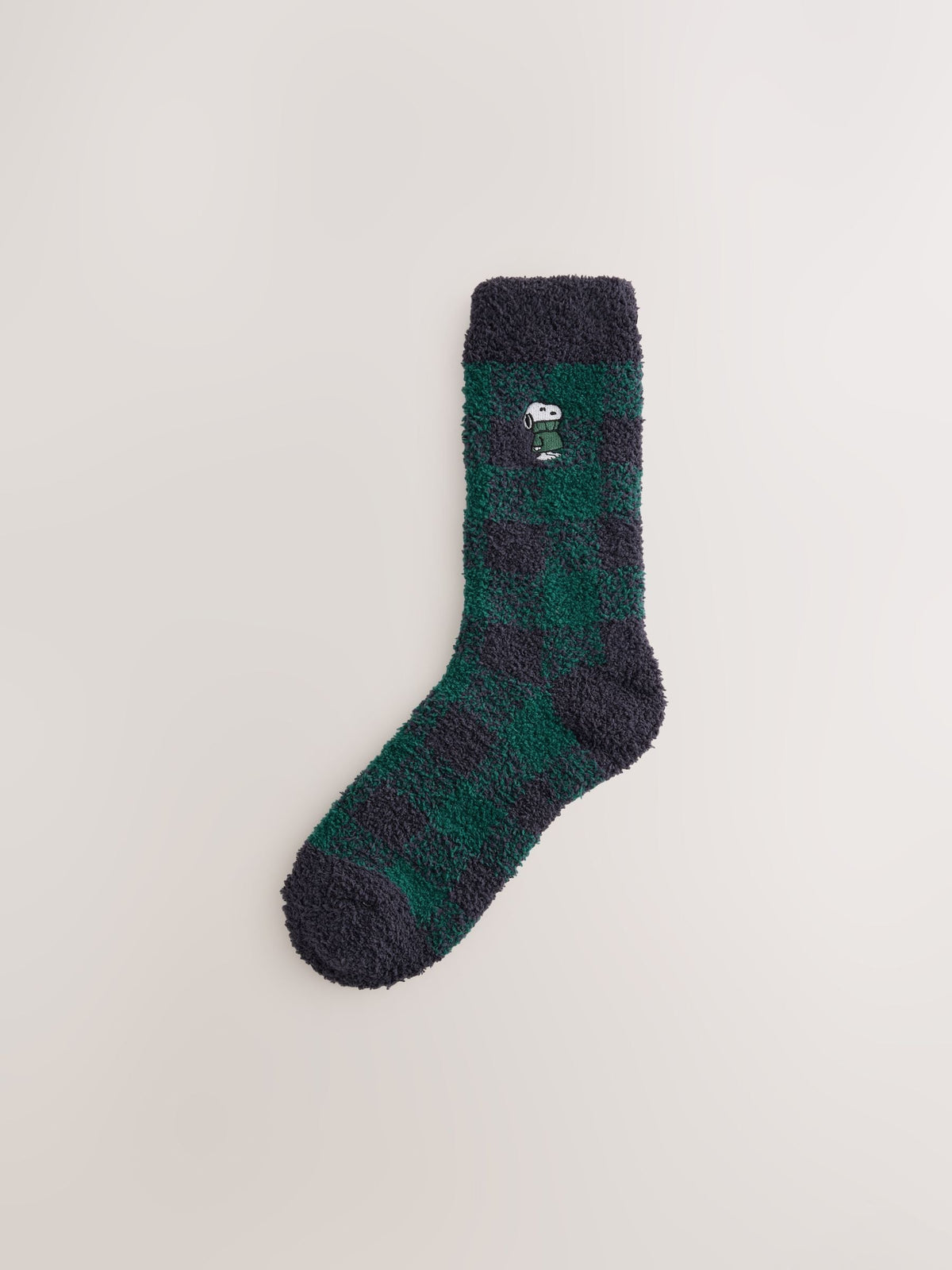 Green Check Snoopy Fluffy Novelty Socks in Box 1 Pack - image 5